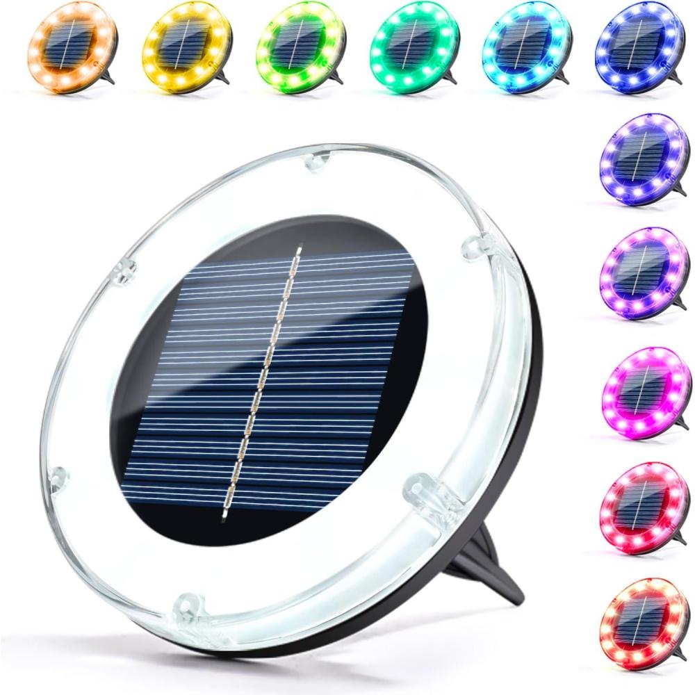 imageSOLPEX Color Changing Solar Ground Lights Solar Garden Lights Outdoor Waterproof Solar Powered Backyard Decor Landscape Lighting for Pathway Patio Pool AreaWalkway 8 Packs12