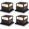 imageSOLPEX 8 LED 20 lumens Solar Post Cap Lights 4 Pack Bright Warm White LED LightingSolar Fence Post Lights Fit 4X45X5 Deck or Patio WoodenVinyl Posts