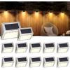 imageSOLPEX Solar Fence Lights 12 Pack Solar Powered Deck Lights Outdoor Waterproof4 LEDs Solar Step Lighting for Stair Stairway Patio Porch Pathway Walkway Garden Cold WhiteWarm White
