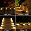 imageSOLPEX Solar Fence Lights 12 Pack Solar Powered Deck Lights Outdoor Waterproof4 LEDs Solar Step Lighting for Stair Stairway Patio Porch Pathway Walkway Garden Cold WhiteWarm White