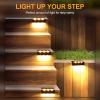 imageSOLPEX Solar Fence Lights 6 LEDs Solar Lights Outdoor Waterproof Solar Powered for Deck Stair Front Porch Balcony Walkway Garden Yard Patio Pool Decor IP65 Waterproof 4 Pack Warm WhiteBrown