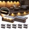 imageSOLPEX Solar Fence Lights 6 LEDs Solar Lights Outdoor Waterproof Solar Powered for Deck Stair Front Porch Balcony Walkway Garden Yard Patio Pool Decor IP65 Waterproof 4 Pack Warm WhiteBrown