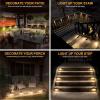imageSOLPEX Solar Fence Lights 6 LEDs Solar Lights Outdoor Waterproof Solar Powered for Deck Stair Front Porch Balcony Walkway Garden Yard Patio Pool Decor IP65 Waterproof 4 Pack Warm WhiteBlack