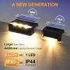 imageSOLPEX Solar Fence Lights 6 LEDs Solar Lights Outdoor Waterproof Solar Powered for Deck Stair Front Porch Balcony Walkway Garden Yard Patio Pool Decor IP65 Waterproof 4 Pack Warm WhiteBlack