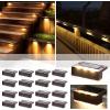 imageSOLPEX Solar Fence Lights 6 LEDs Solar Lights Outdoor Waterproof Solar Powered for Deck Stair Front Porch Balcony Walkway Garden Yard Patio Pool Decor IP65 Waterproof 4 Pack Warm WhiteBrown