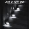 imageSOLPEX Solar Fence Lights 6 LEDs Solar Lights Outdoor Waterproof Solar Powered for Deck Stair Front Porch Balcony Walkway Garden Yard Patio Pool Decor IP65 Waterproof 16 Pack Cold WhiteBlack