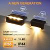 imageSOLPEX Solar Fence Lights 6 LEDs Solar Lights Outdoor Waterproof Solar Powered for Deck Stair Front Porch Balcony Walkway Garden Yard Patio Pool Decor IP65 Waterproof 4 Pack Warm WhiteBrown