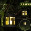 imageSOLPEX Solar Lanterns Outdoor Waterproof 8 Pack Solar Lights Outdoor LED Hanging Lantern Lights Candle Effect Decorative Lights with Stakes for Outside Garden Patio Porch Yard Pathway