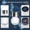 imageSolpex Hanging Solar Lights Outdoor 8 Pack Decorative Cracked Glass Ball Light Solar Powered Waterproof Globe Lighting Hanging Globe Solar Lights for Garden Yard Patio Lawn Flower BedCold White
