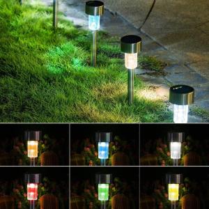 imageSOLPEX 16 Pack Solar Outdoor Lights Pathway Stainless Steel Solar Lights Outdoor WaterproofLED Landscape Lighting Walkway for LandscapePatioLawnYardDrivewayCold WhiteMulticolor