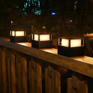 imageSOLPEX 8 LED 20 lumens Solar Post Cap Lights 4 Pack Bright Warm White LED LightingSolar Fence Post Lights Fit 4X45X5 Deck or Patio WoodenVinyl Posts