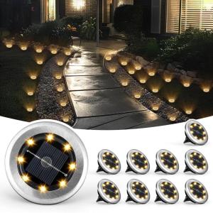 imageSOLPEX Mini Solar Ground Lights 10 Pack Solar Lights Outdoor Waterproof Pathway Lights Solar Powered Solar Garden Lights Landscape Lighting for Yard Driveway Walkway Warm WhiteWarm White