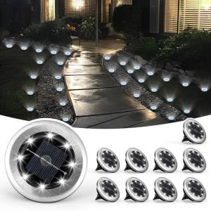 imageSOLPEX Mini Solar Ground Lights 10 Pack Solar Lights Outdoor Waterproof Pathway Lights Solar Powered Solar Garden Lights Landscape Lighting for Yard Driveway Walkway Warm WhiteCool White