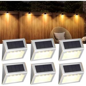 imageSOLPEX Solar Fence Lights 12 Pack Solar Powered Deck Lights Outdoor Waterproof4 LEDs Solar Step Lighting for Stair Stairway Patio Porch Pathway Walkway Garden Cold WhiteWarm White