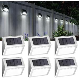 imageSOLPEX Solar Fence Lights 12 Pack Solar Powered Deck Lights Outdoor Waterproof4 LEDs Solar Step Lighting for Stair Stairway Patio Porch Pathway Walkway Garden Cold WhiteCold White