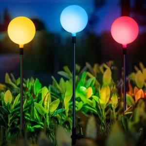 imageSOLPEX Solar Garden Lights Outdoor 3 Pack Solar Globe Lights Outdoor Waterproof Decorative for Yard MultiColor Changing Garden Spheres Large Waterproof Cracked Glass Ball LED LightsSmooth