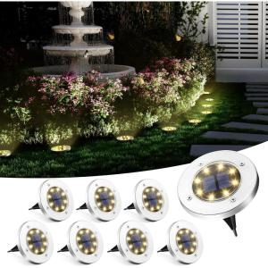 imageSOLPEX Solar Ground Lights 8 Pack Solar Lights Outdoor Waterproof 8 LED Solar Powered Landscape Lighting for Garden Yard Patio Pathway Driveway Walkway Cool WhiteWarm White