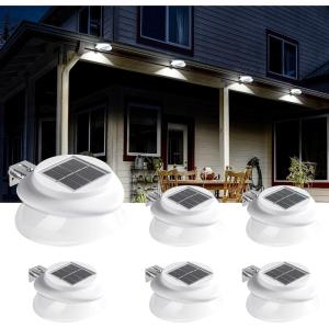 imageSOLPEX Solar Gutter Lights Outdoor 6 Pack 9 LED Deck Fence Lights Waterproof for Wall Deck Fence Stair Step and YardWhite