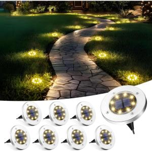 imageSOLPEX Solar Lights Outdoor Waterproof 12 Pack Solar Ground Lights Solar Garden Lights Landscape Lighting for Pathway Driveway Patio Backyard Walkway Cool WhiteWarm White