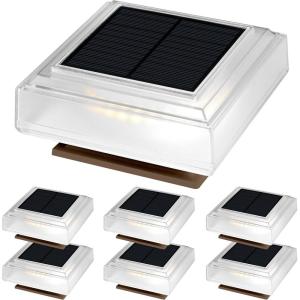 imageSOLPEX Solar Outdoor Post Cap Lights 25 Lumens 30 LED Bright for Fence Deck Patio 4x4 5x5 6x6 Wood or Vinyl Posts 6 Pack Warm White