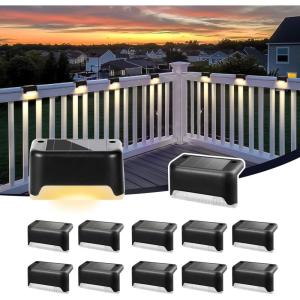 imageSolar Deck Lights Outdoor 16 Pack Solars Step Light Waterproof Led Solar Lights for Outdoor Stairs Step Fence Yard Patio and PathwayWarm WhiteBlack