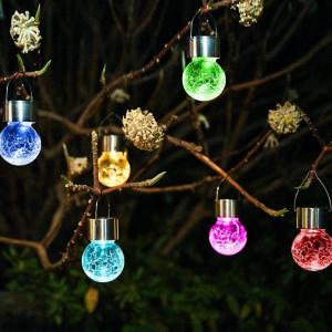 imageSolpex Hanging Solar Lights Outdoor 8 Pack Decorative Cracked Glass Ball Light Solar Powered Waterproof Globe Lighting Hanging Globe Solar Lights for Garden Yard Patio Lawn Flower BedColor Changing
