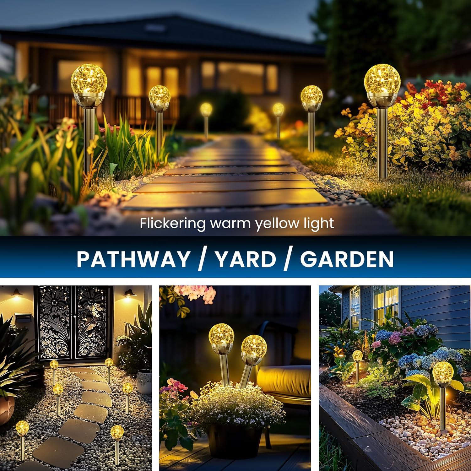 imageSOLPEX Solar Garden Lights Outdoor 3 Pack MultiColor ChangingampampWhite 2 Modes Solar Powered Glass Ball Garden Lights Waterproof for Patio DecorationWarm White