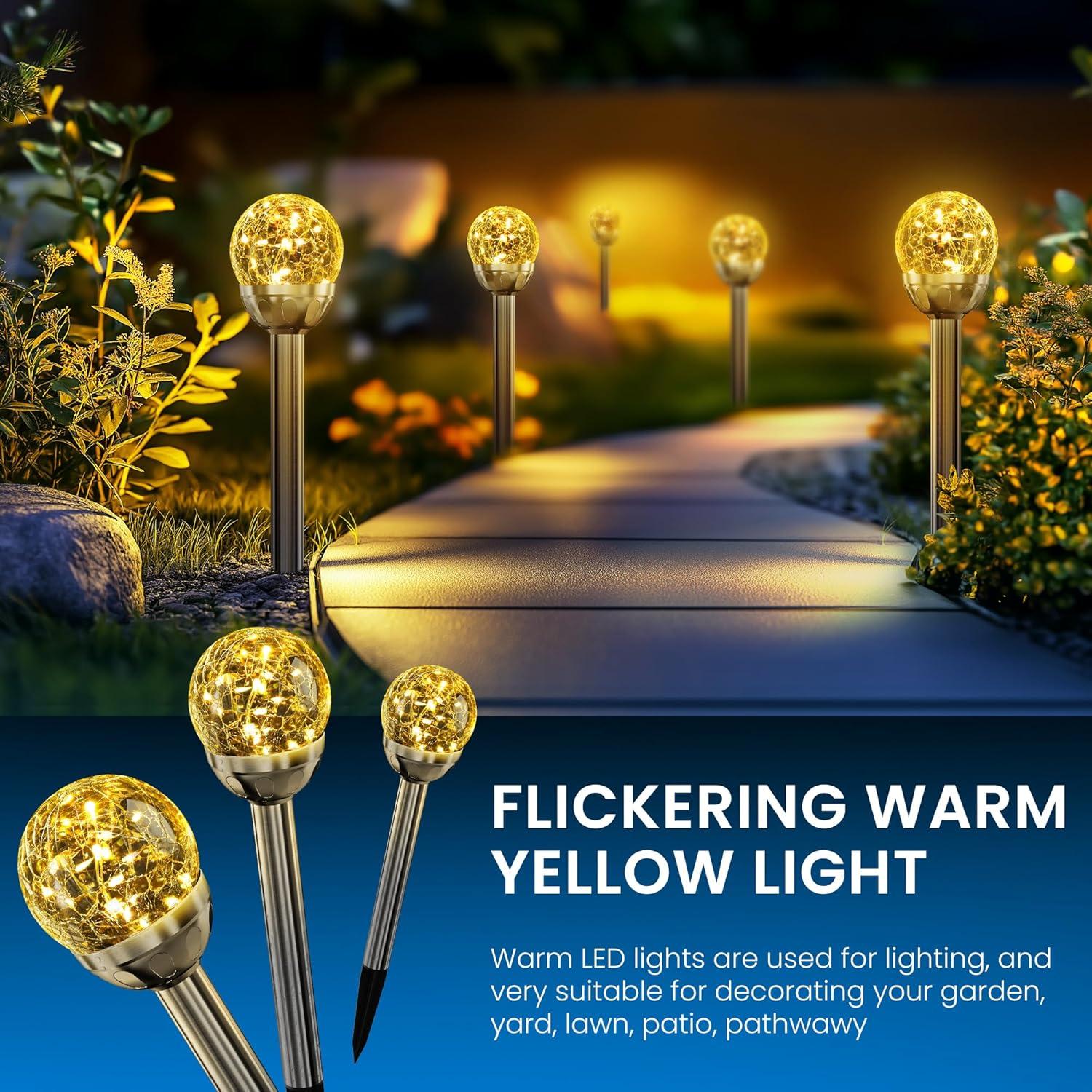 imageSOLPEX Solar Garden Lights Outdoor 3 Pack MultiColor ChangingampampWhite 2 Modes Solar Powered Glass Ball Garden Lights Waterproof for Patio DecorationWarm White