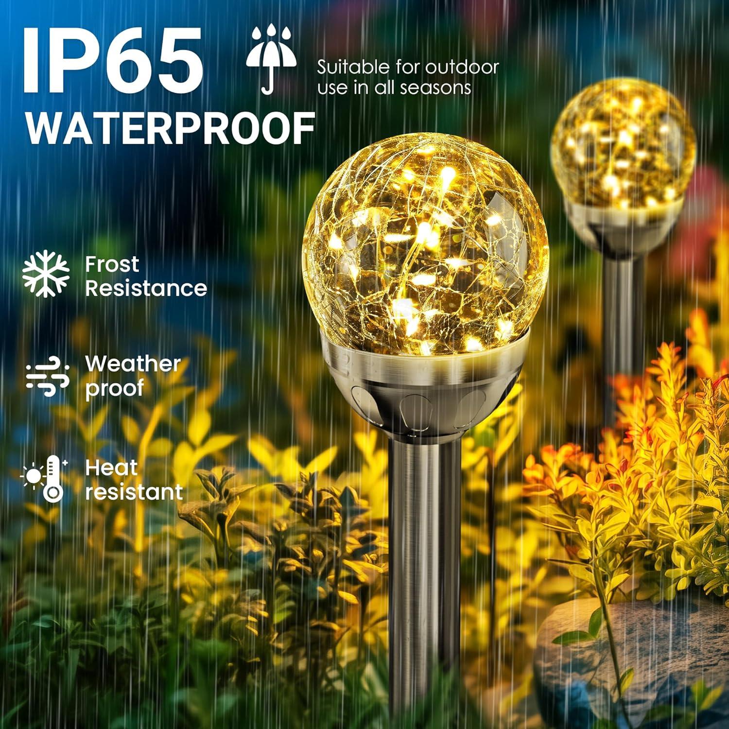 imageSOLPEX Solar Garden Lights Outdoor 3 Pack MultiColor ChangingampampWhite 2 Modes Solar Powered Glass Ball Garden Lights Waterproof for Patio DecorationWarm White