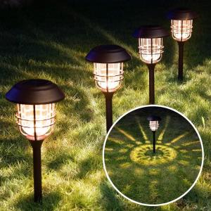 imageSOLPEX 4 Pack Solar Outdoor Lights Glass and Metal Path Lights High Lumen Output per LED for Landscape Lawn Patio Yard Garden