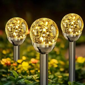 imageSOLPEX Solar Garden Lights Outdoor 3 Pack MultiColor ChangingampampWhite 2 Modes Solar Powered Glass Ball Garden Lights Waterproof for Patio DecorationWarm White