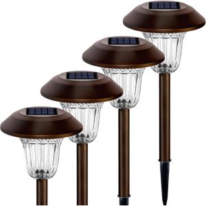 imageSOLPEX Solar Path Lights 4 Pack High Lumen Solar Garden Lights Solar Powered Waterproof Pathway Lights Automatic Led Warm White Solar Yard Lights for Driveway Walkway Landscape Lawn