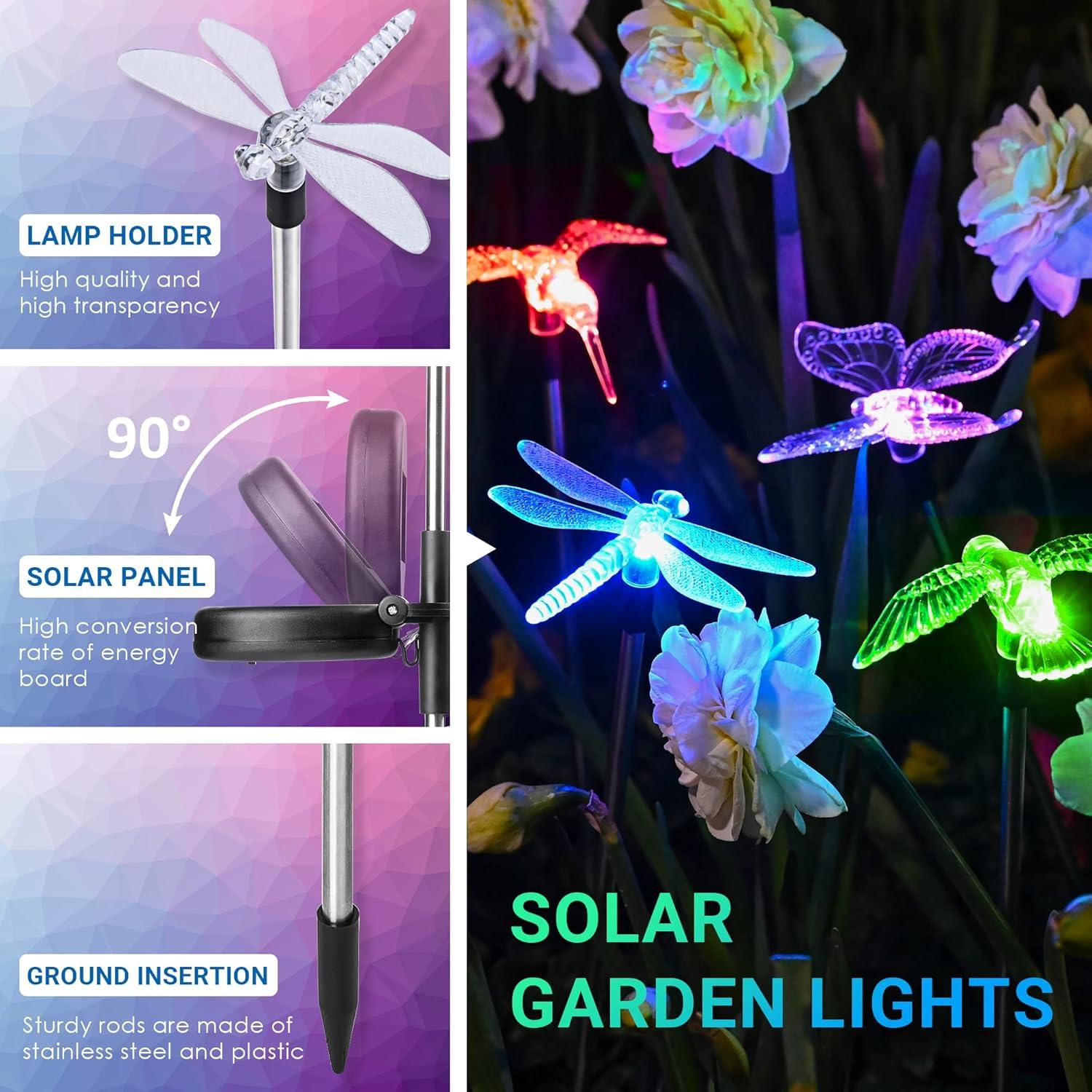 image:imageSOLPEX Solar Garden Lights 3 Pack Solar Butterfly Lights Yard Decorations MultiColor Changing LED Bird Light Stakes Yard Light for Garden Patio amp Lawn3