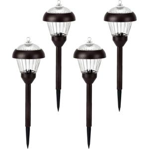 image:imageSolpex Outdoor Solar Path Lights Glass and Powder Coated Cast Aluminum Metal 2 Bright LEDs per Light 6 Lumens Output per LED Easy No Wire Installation Waterproof Bronze